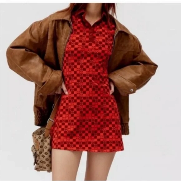 UO Hazel Printed Mini Dress in red combo - Picture 5 of 7